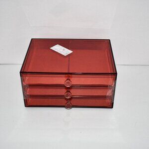Acrylic 3 Drawers Box in Rose NWT
